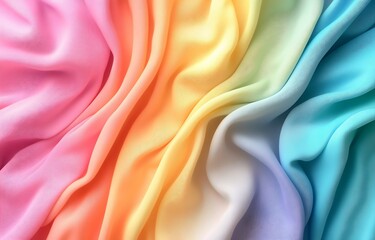 Poster - Beautifully colored silk fabric flowing in waves of pastel tones and bright textures : Generative AI