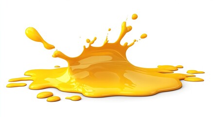 Poster - Dynamic splashes of bright yellow paint on a white background creating a lively effect : Generative AI