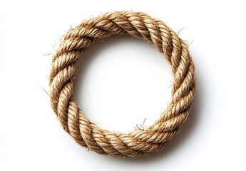 Poster - Natural decoration featuring a round rope wreath crafted from thick jute twine on a clean white background : Generative AI