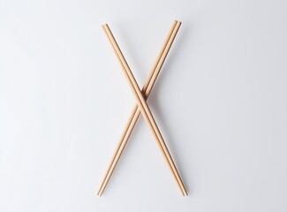 Aufkleber - Stylish bamboo chopsticks arranged in a crossed position on a minimalist surface : Generative AI