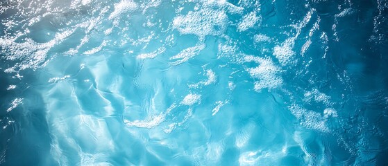 Poster - Calm and serene water surface reflecting light in various shades of blue and turquoise : Generative AI