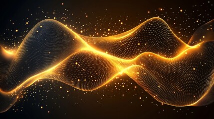 Leinwandbilder - Stunning golden wave patterns with glowing particles and abstract modern design elements : Generative AI