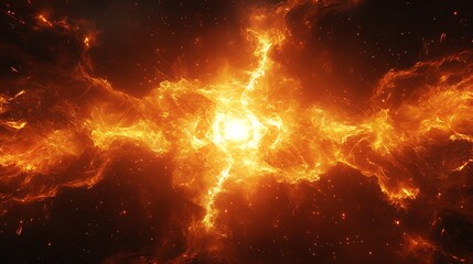 Aufkleber - Stunning cosmic explosion with bright fiery light and swirling clouds in outer space : Generative AI