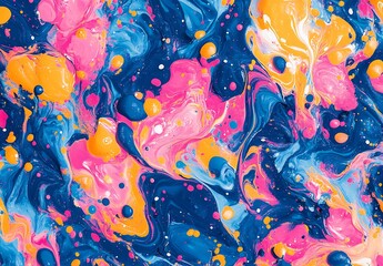Poster - Colorful Swirling Abstract Pattern with Blue Pink and Yellow Shades for Dynamic Visual Appeal : Generative AI