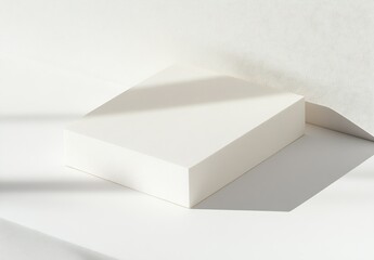 Fototapete - Minimalist white paper pad displayed with soft shadows showcasing texture and design in clean environment : Generative AI