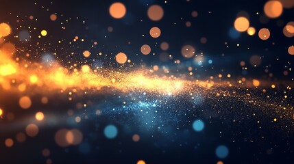 Fototapete - Stunning visual of shimmering particles in blue and orange creating a cosmic space effect : Generative AI