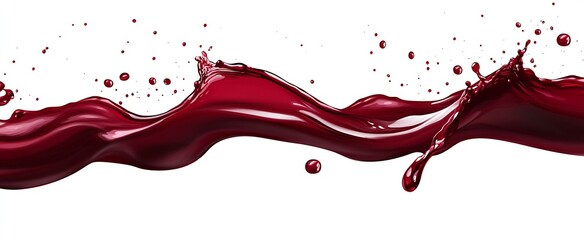 Poster - Deep Red Paint Wave with Splashes Having an Elegant Flowing Design : Generative AI
