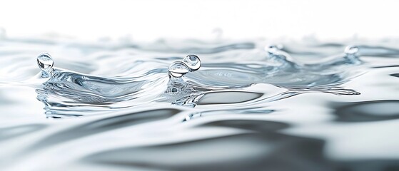 Poster - Stunning close up of water droplets creating waves and ripples reflecting light in a serene environment : Generative AI