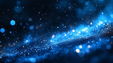 Aufkleber - Vibrant and glossy blue particles with luminous reflections create an enchanting abstract scene for creative projects : Generative AI