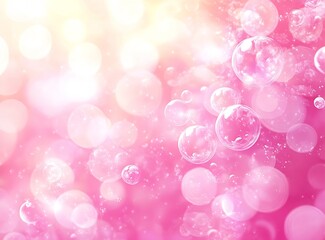 Fototapete - Dreamy soft focus bubbles in shades of pink creating a whimsical background effect : Generative AI