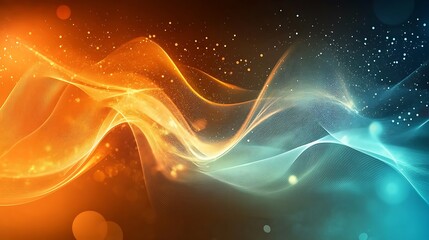 Leinwandbilder - Dynamic and colorful abstract motion design with flowing orange and blue waves : Generative AI
