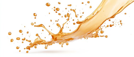 Aufkleber - Dynamic splash of orange liquid creating artistic patterns against a white background : Generative AI