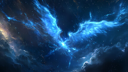 a brilliant display of blue lightning surges brightly across a dark night sky, capturing the force o