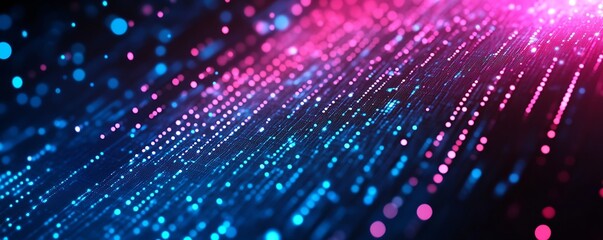 Leinwandbilder - Stunning animated digital art featuring vibrant glowing particles in blue and pink hues : Generative AI