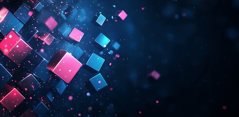 Aufkleber - Floating geometric shapes in vibrant colors creating a stunning digital art background : Generative AI