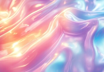 Poster - Lustrous pastel wave patterns creating a dreamy and vibrant abstract design : Generative AI