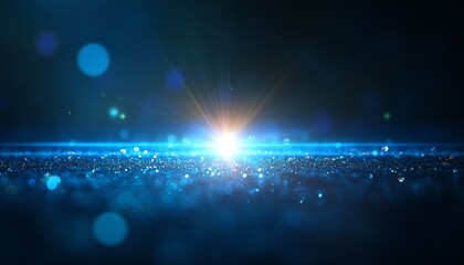 Leinwandbilder - Dynamic Blue Light Flares with Sparkling Particles Creating a Vibrant Visual Experience : Generative AI
