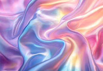 Poster - Close up of silky smooth colorful fabric with shimmering pastel tones creating a dreamy effect : Generative AI
