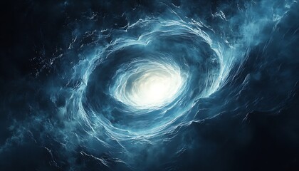 Fototapete - Striking cosmic swirl depicting a bright light at the center surrounded by dark swirling clouds in space : Generative AI