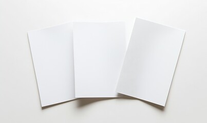 Poster - Three Flat Sheets of Clean White Paper Arranged on a Neutral Background for Presentation Designs : Generative AI