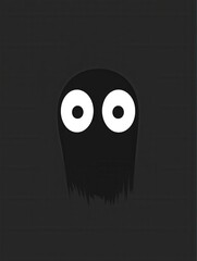 Aufkleber - Eerie minimalistic design featuring a dark face with wide fearful eyes in stark monochrome contrast