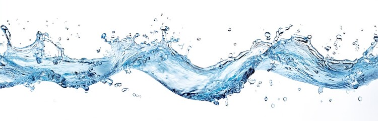 Poster - A stunning wave of clear blue water gracefully flowing and dancing in midair creating a serene scene : Generative AI