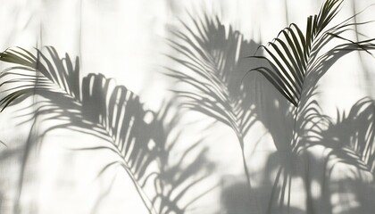 Aufkleber - Beautiful Palm Leaf Shadows on White Background Casting Soft Natural Patterns : Generative AI