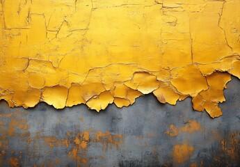 Poster - Rustic vintage wall with cracked golden paint revealing the texture and character of the surface : Generative AI