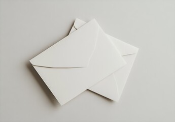 Fototapete - Two White Envelopes on a Light Grey Background Ideal for Mockups and Designs : Generative AI