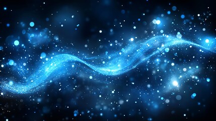 Leinwandbilder - Mesmerizing Blue Wave of Light and Sparkles with Dark Cosmic Background : Generative AI