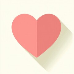 Poster - Minimalist heart icon in warm pink tones with soft shadows creating a soothing flat design aesthetic for modern design projects
