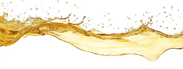 Aufkleber - Golden liquid splashes gracefully creating dynamic waves and droplets reflecting light : Generative AI