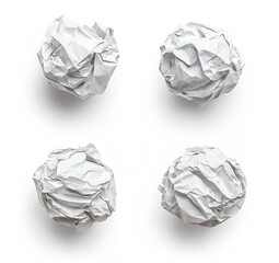 Aufkleber - Crumpled White Paper Balls Collection on Bright Background for Creative Uses : Generative AI