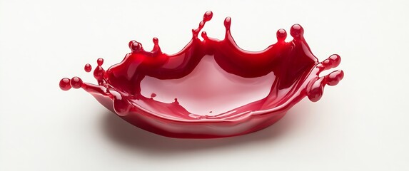 Poster - Dynamic splash of deep red liquid creating an artistic and striking visual representation with droplets : Generative AI