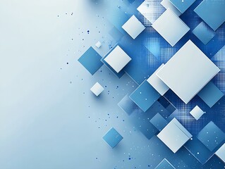 Poster - Vibrant modern abstract composition with blue and white geometric shapes on a soft background : Generative AI