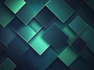 Poster - Stunning geometric abstract background with layered squares in teal and dark tones for creative design projects : Generative AI