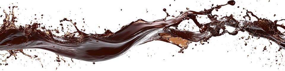 Aufkleber - Dynamic and creative dark chocolate splash forming elegant wave shapes on a light canvas : Generative AI