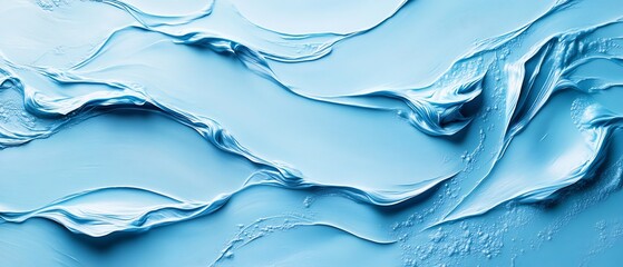 Leinwandbilder - Flowing waves of smooth blue texture resembling liquid paint creating an artistic backdrop for creative projects and visual arts : Generative AI
