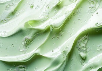 Aufkleber - Aesthetic Green Creamy Liquid Texture with Bubbles Creating an Elegant Design : Generative AI