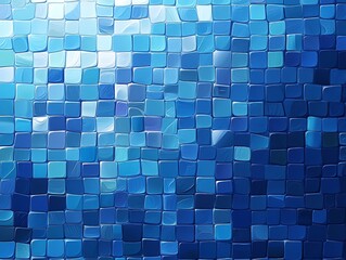 Leinwandbilder - Vibrant Blue Mosaic Tiles Forming a Beautiful Abstract Pattern in Various Shades of Blue : Generative AI