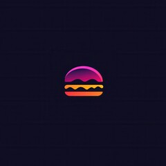 Poster - Flat burger icon logo showcases a minimalist fast food design with playful colors perfect for modern branding