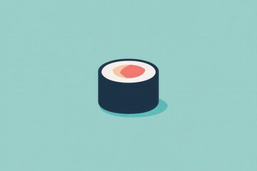 Poster - Flat sushi roll icon designed in minimal style with pastel tones for modern Japanese food branding, highlighting simplicity and elegance in design