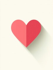 Aufkleber - Minimalist heart design featuring soft shadows and warm pink tones in a flat aesthetic ideal for modern graphic applications