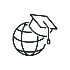Wall Mural - global education thin line icons. editable stroke and perfect pixel on transparent background