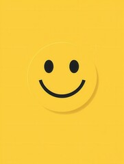 Fototapete - Bright yellow minimalist smiling face icon creating a cheerful and positive atmosphere in a flat design style