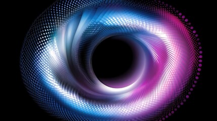Wall Mural - Rotating abstract colorful vortex swirling, spinning towards center against a dark backdrop