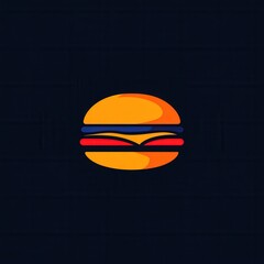 Poster - Minimalist flat burger icon logo showcasing playful design and bold colors suitable for fast food branding and marketing