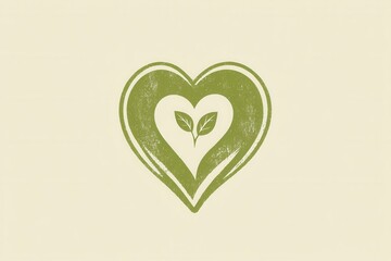 Poster - Creative hand drawn avocado logo featuring a heart shaped seed with a fresh green and organic theme