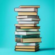 © vnmockupdesign - vibrant stack of books with a bright blue background