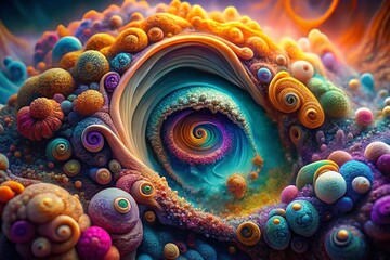 Wall Mural - ethereal mardi gras rainbow texture: macro organic wallpaper